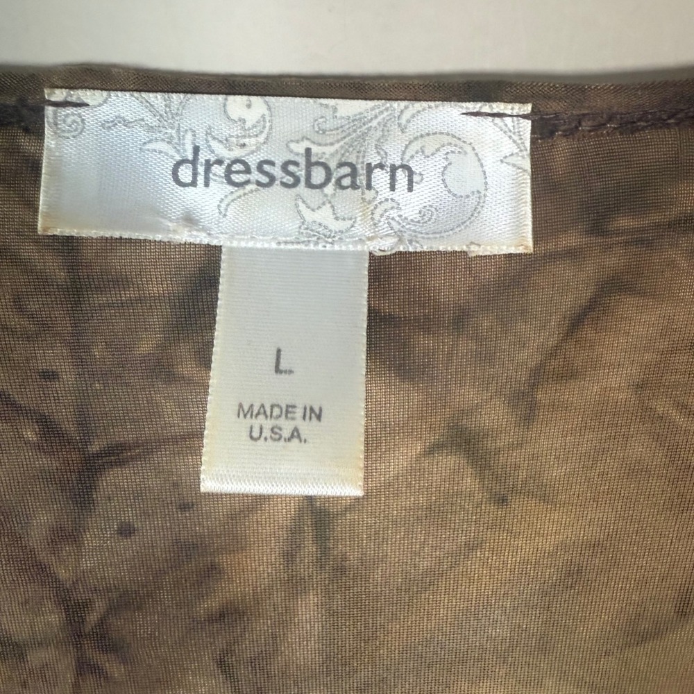 Vintage Dressbarn Y2K Earth Tone Ruffled V-Neck Blouse Fairy Large - Picture 10 of 10